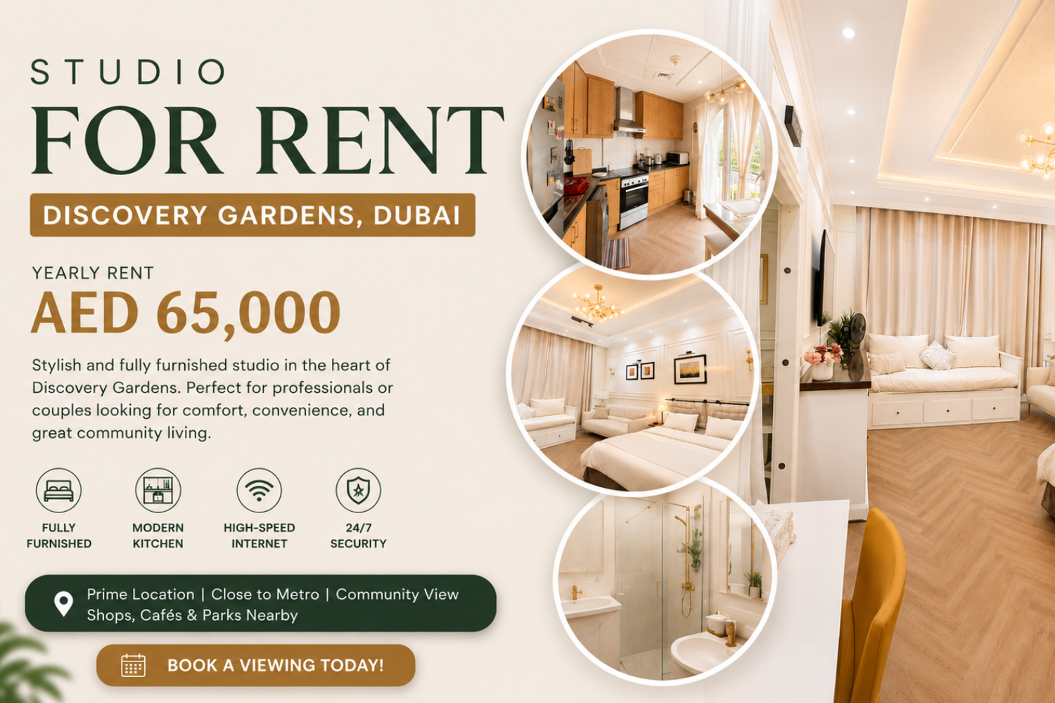 FURNISHED STUDIO FOR RENT — DISCOVERY GARDENS, DUBAI