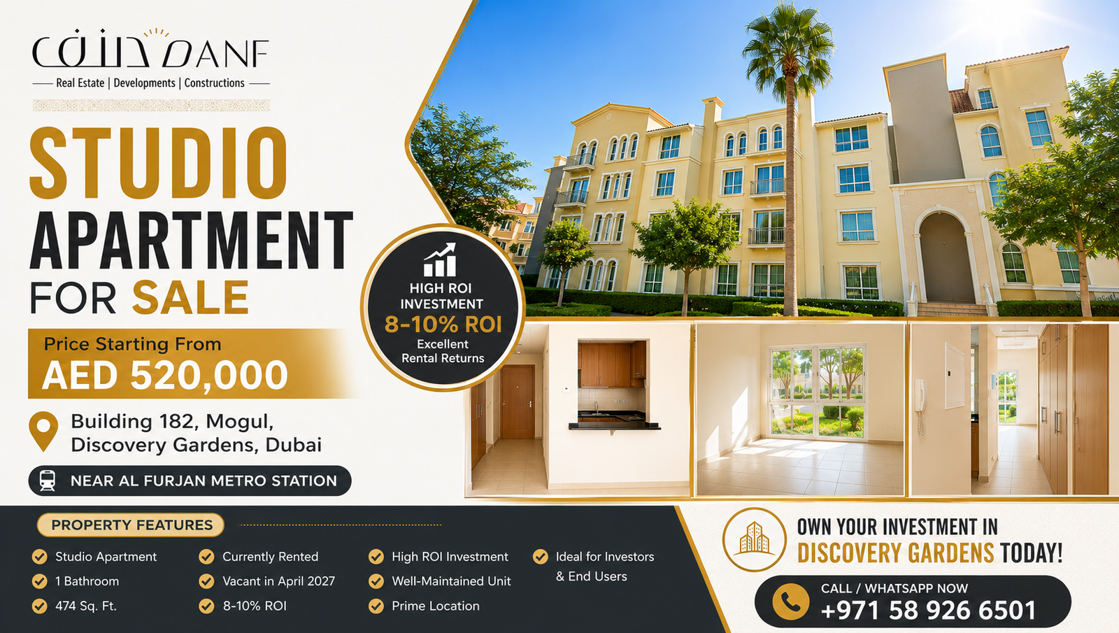 studio apartment for sale Discovery Gardens