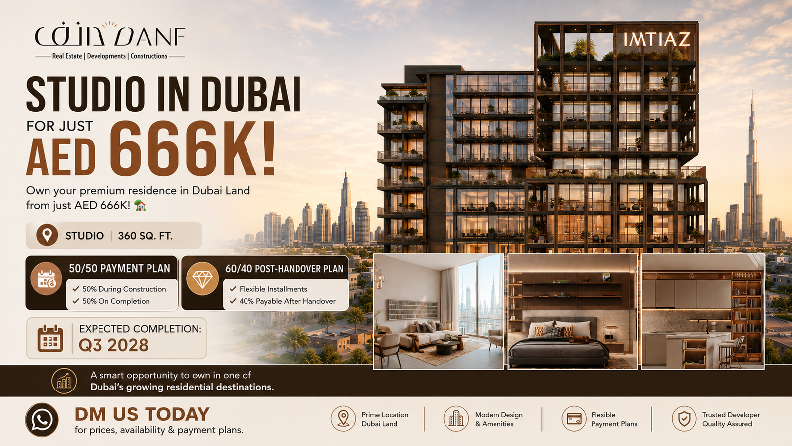 Studio in Dubai for AED 666K: Premium Living in Dubai Land