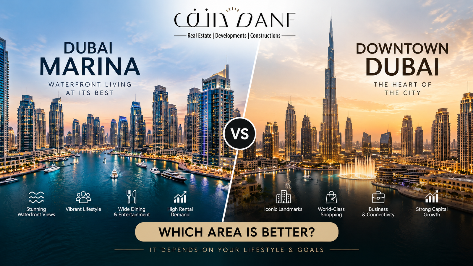 Dubai Marina vs Downtown Dubai:Which Area Is Better?