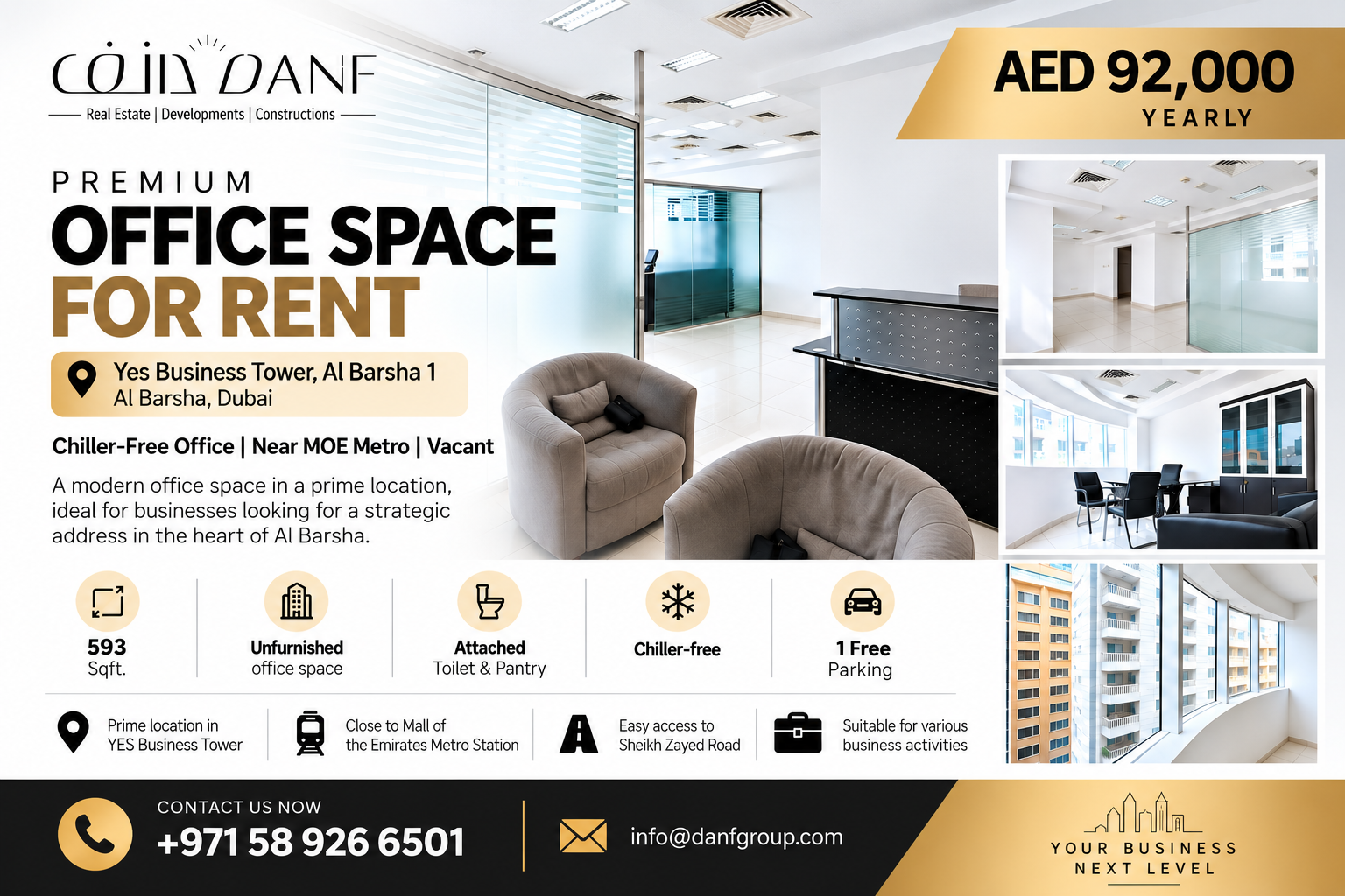Premium Office Space for Rent in Al Barsha 1, Dubai – AED 92,000 Yearly